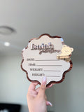 Wavy teddy annoucement plaque