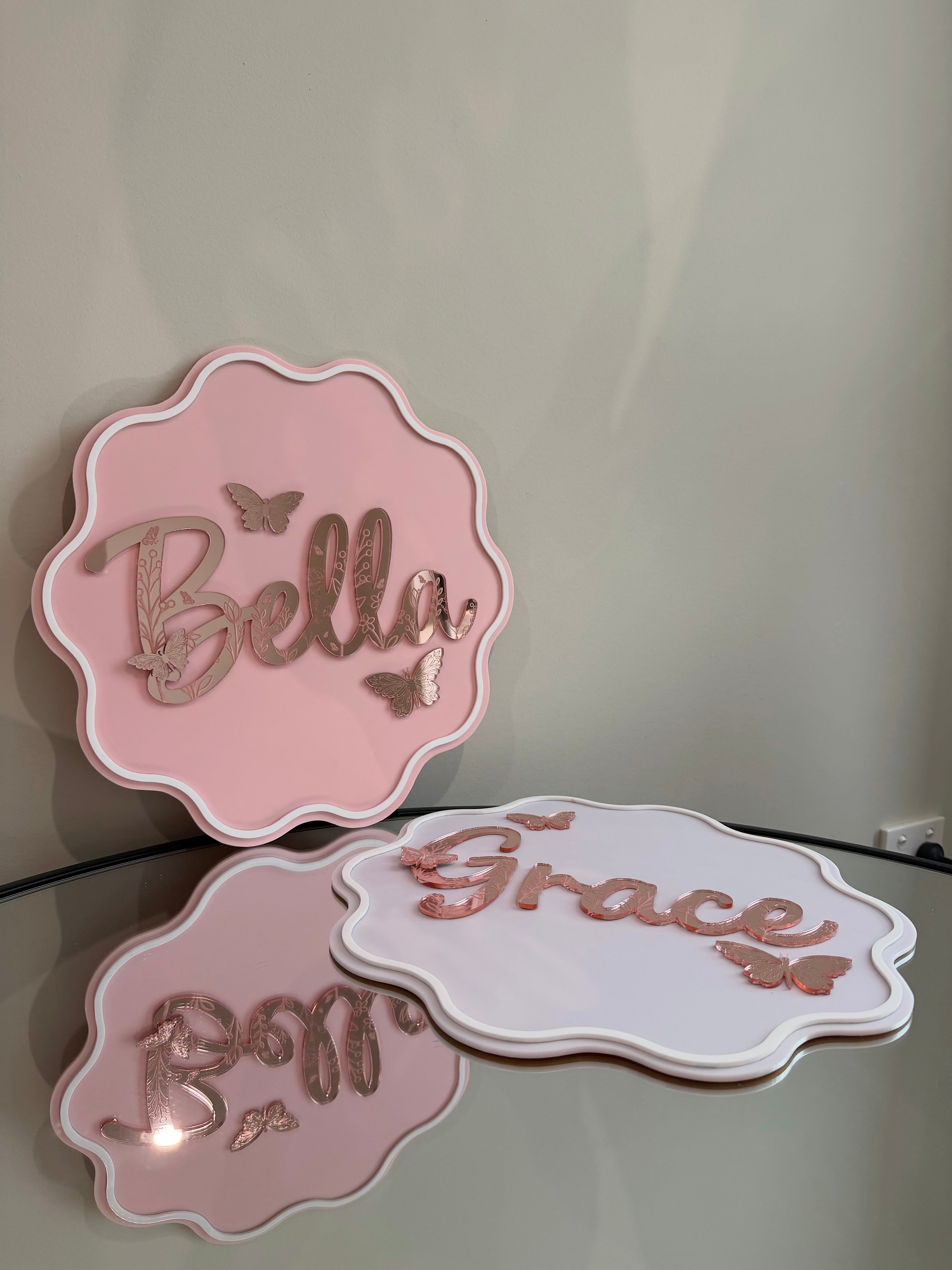 Floral engraved Name plaques