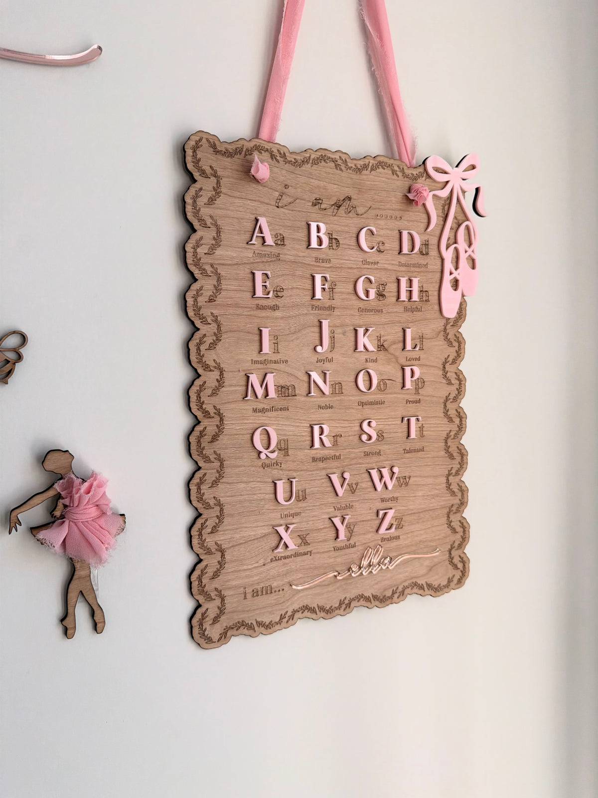 Alphabet affirmation plaque