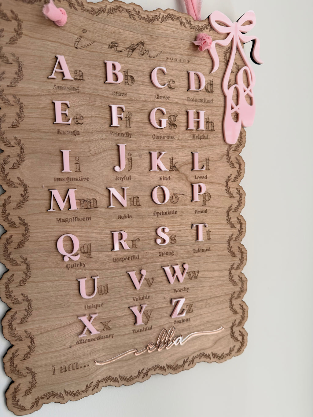 Alphabet affirmation plaque