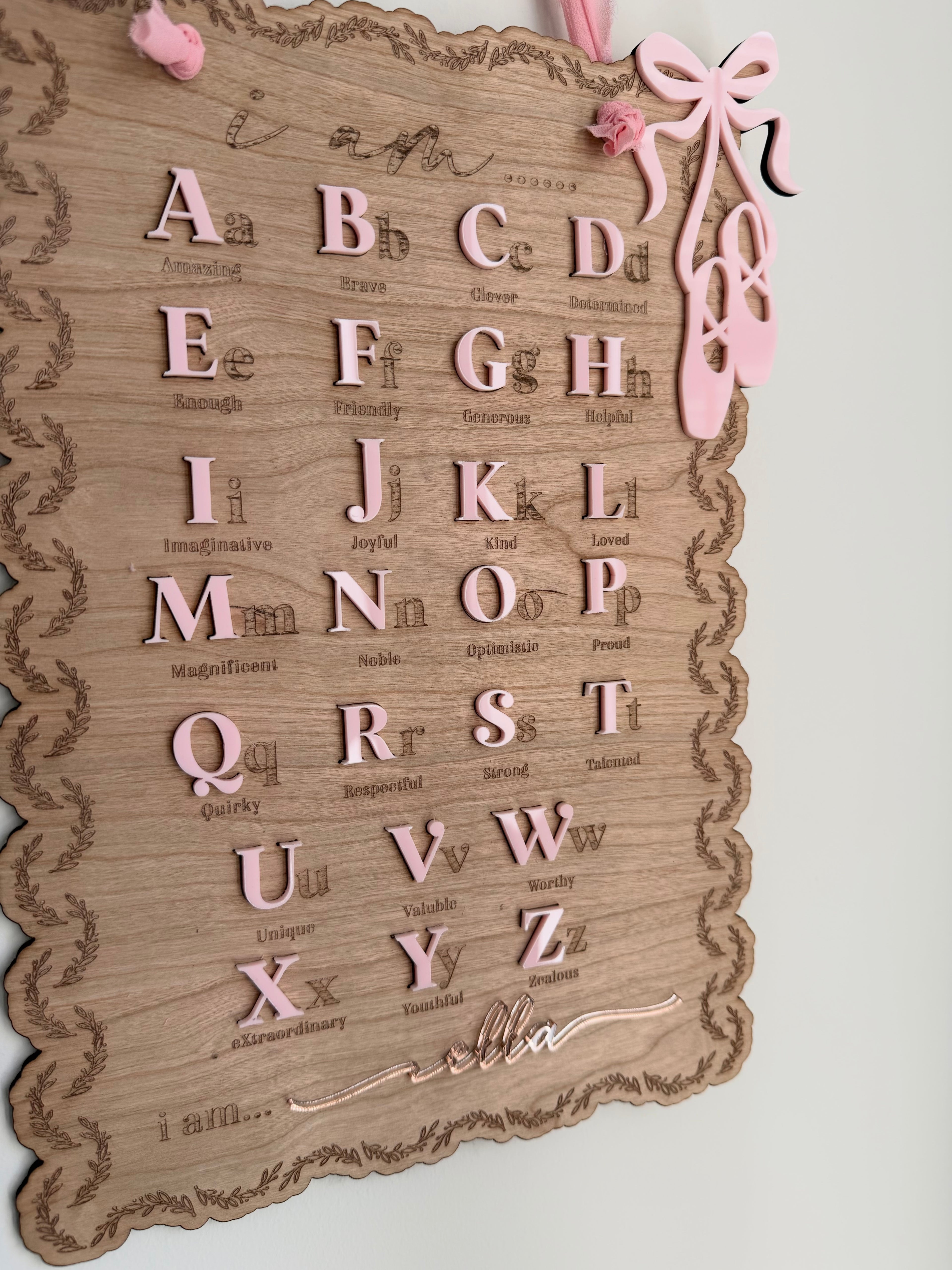Alphabet affirmation plaque